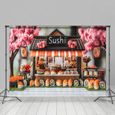 Lofaris Pink Sakura Tree Sushi Store Cake Smash Backdrop
