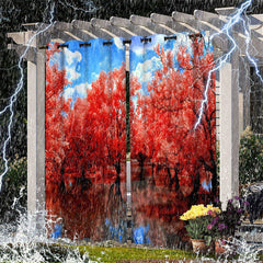 Lofaris Pink Sakura Waterproof Floral Outdoor Curtains For Gazebo