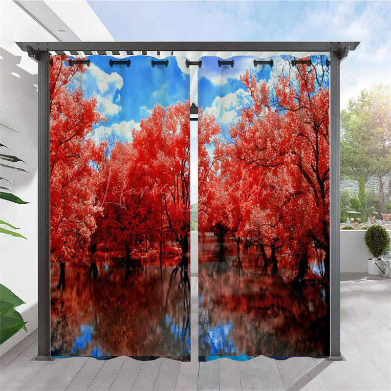 Lofaris Pink Sakura Waterproof Floral Outdoor Curtains For Gazebo