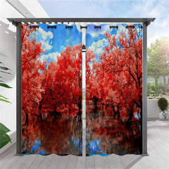 Lofaris Pink Sakura Waterproof Floral Outdoor Curtains For Gazebo