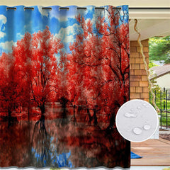 Lofaris Pink Sakura Waterproof Floral Outdoor Curtains For Gazebo