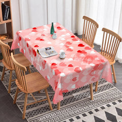 Lofaris Pink Scattered Heart Rectangle Tablecloth Soft Pastel Love Pattern Dreamy Valentine Kitchen Decor