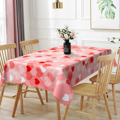 Lofaris Pink Scattered Heart Rectangle Tablecloth Soft Pastel Love Pattern Dreamy Valentine Kitchen Decor