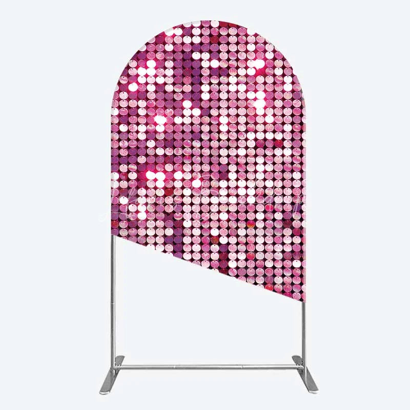 Lofaris Pink Sequin Arch Backdrop Magenta Glitter Texture Photography Background for Party