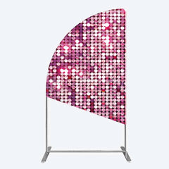 Lofaris Pink Sequin Half Moon Arch Backdrop Magenta Glitter Texture Photography Background for Party