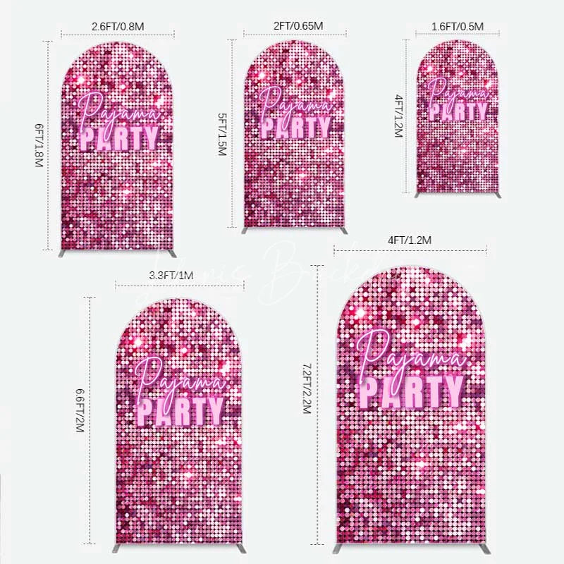 Lofaris Pink Sequin Pajama Party Arch Backdrop Glitter Girls Sleepover Photography Background
