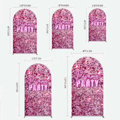 Lofaris Pink Sequin Pajama Party Arch Backdrop Glitter Girls Sleepover Photography Background
