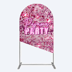 Lofaris Pink Sequin Pajama Party Arch Backdrop Glitter Girls Sleepover Photography Background