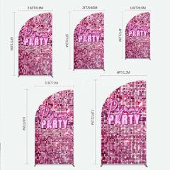 Lofaris Pink Sequin Pajama Party Half Moon Arch Backdrop Glitter Girls Sleepover Photography Background