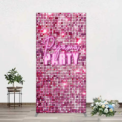 Lofaris Pink Sequin Pajama Party Rectangle Backdrop Glitter Girls Sleepover Photography Background