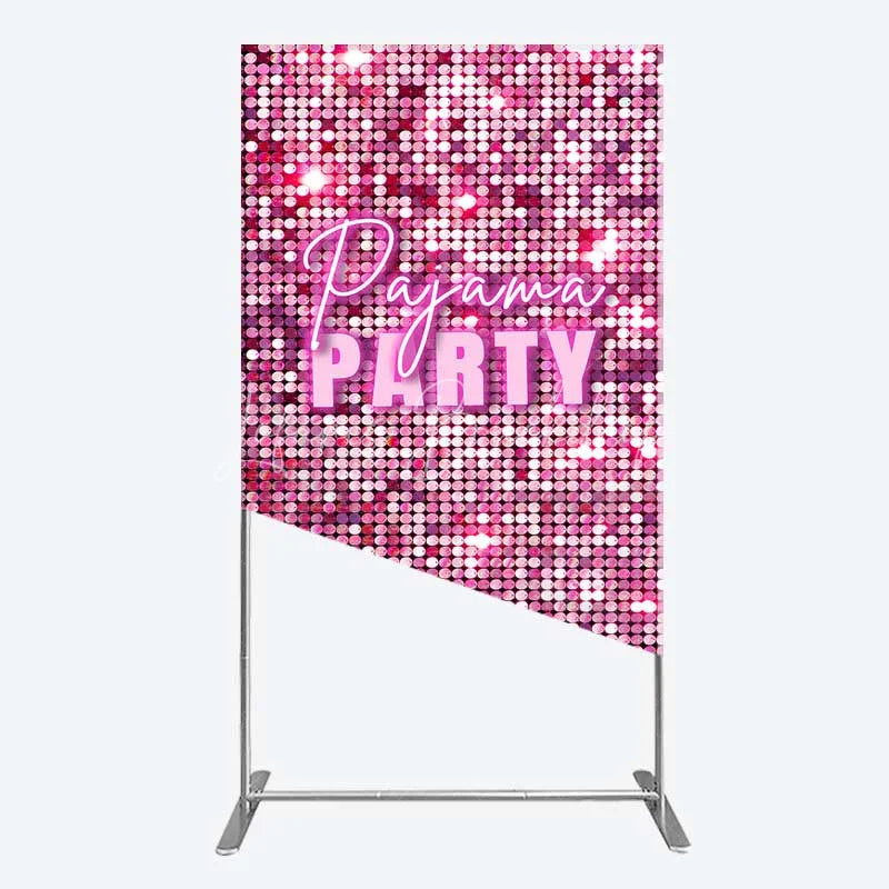 Lofaris Pink Sequin Pajama Party Rectangle Backdrop Glitter Girls Sleepover Photography Background