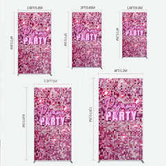 Lofaris Pink Sequin Pajama Party Rectangle Backdrop Glitter Girls Sleepover Photography Background