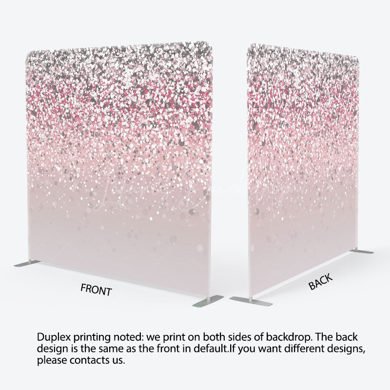 Lofaris Pink Silver Glitter Party Square Tension Backdrop