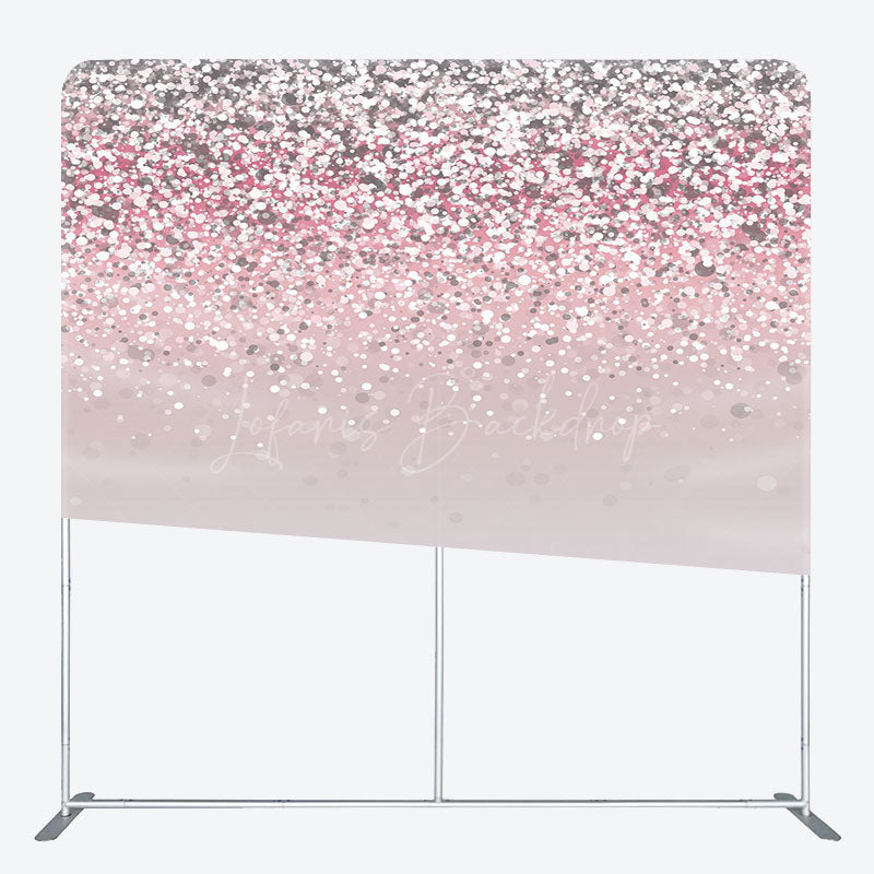 Lofaris Pink Silver Glitter Party Square Tension Backdrop