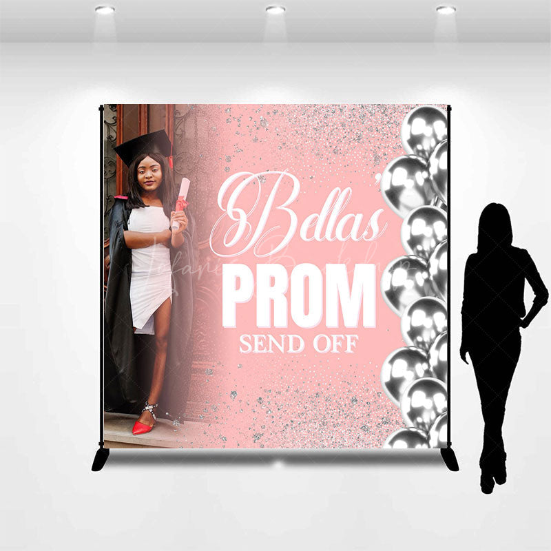 Lofaris Pink Silver Prom Send Off Custom Photo Grad Backdrop