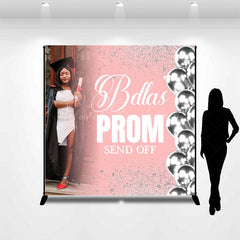 Lofaris Pink Silver Prom Send Off Custom Photo Grad Backdrop