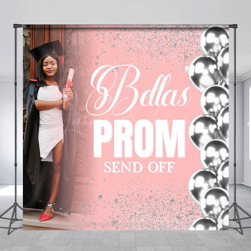 Lofaris Pink Silver Prom Send Off Custom Photo Grad Backdrop