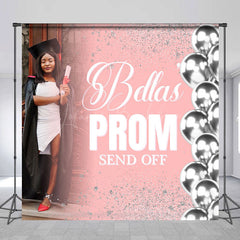 Lofaris Pink Silver Prom Send Off Custom Photo Grad Backdrop