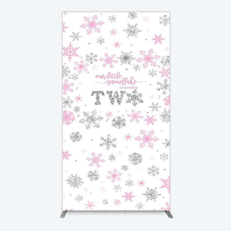 Lofaris Pink Silver Snowflake 2nd Birthday Arch Backdrop