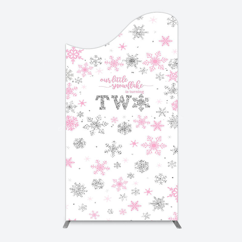 Lofaris Pink Silver Snowflake 2nd Birthday Arch Backdrop