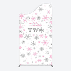 Lofaris Pink Silver Snowflake 2nd Birthday Arch Backdrop