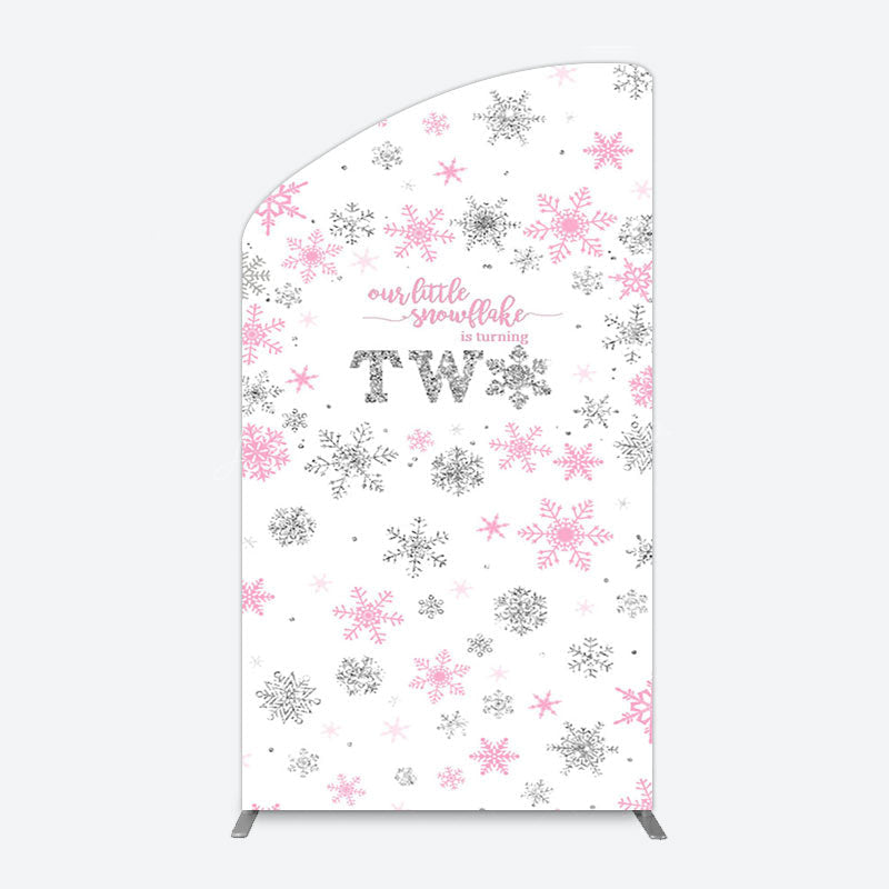 Lofaris Pink Silver Snowflake 2nd Birthday Arch Backdrop