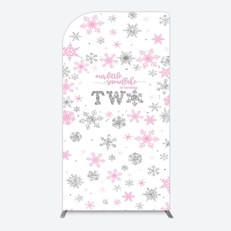 Lofaris Pink Silver Snowflake 2nd Birthday Arch Backdrop