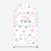 Lofaris Pink Silver Snowflake 2nd Birthday Arch Backdrop