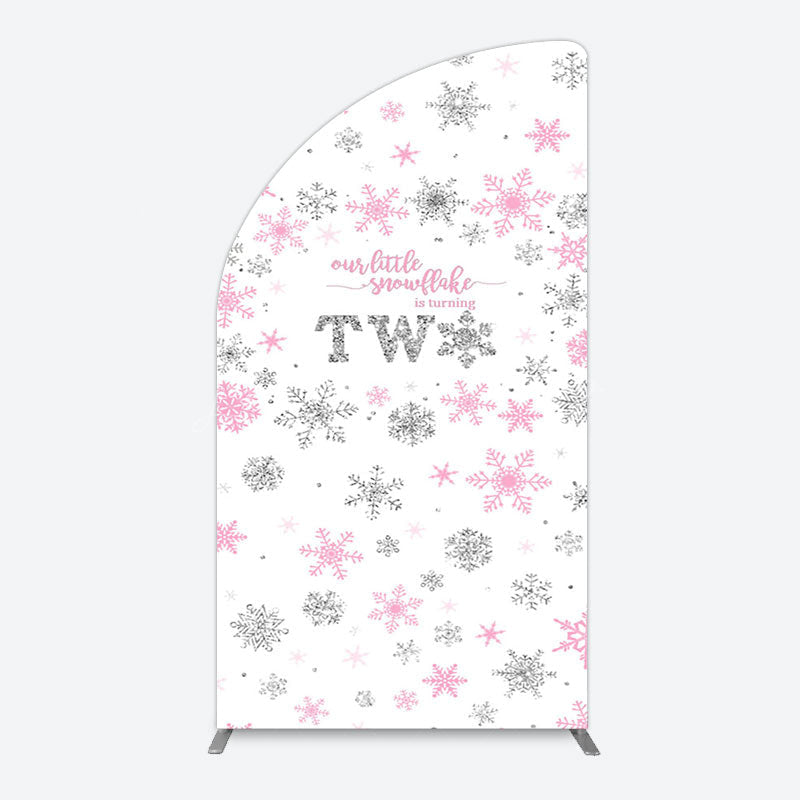 Lofaris Pink Silver Snowflake 2nd Birthday Arch Backdrop