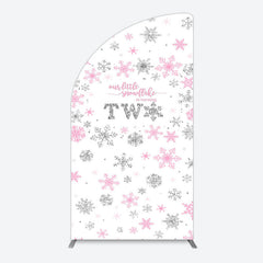 Lofaris Pink Silver Snowflake 2nd Birthday Arch Backdrop