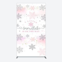 Lofaris Pink Silver Snowflake Baby Shower Arch Backdrop