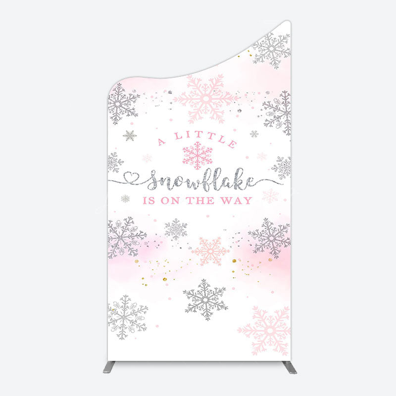 Lofaris Pink Silver Snowflake Baby Shower Arch Backdrop