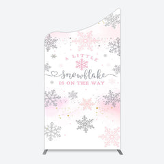 Lofaris Pink Silver Snowflake Baby Shower Arch Backdrop