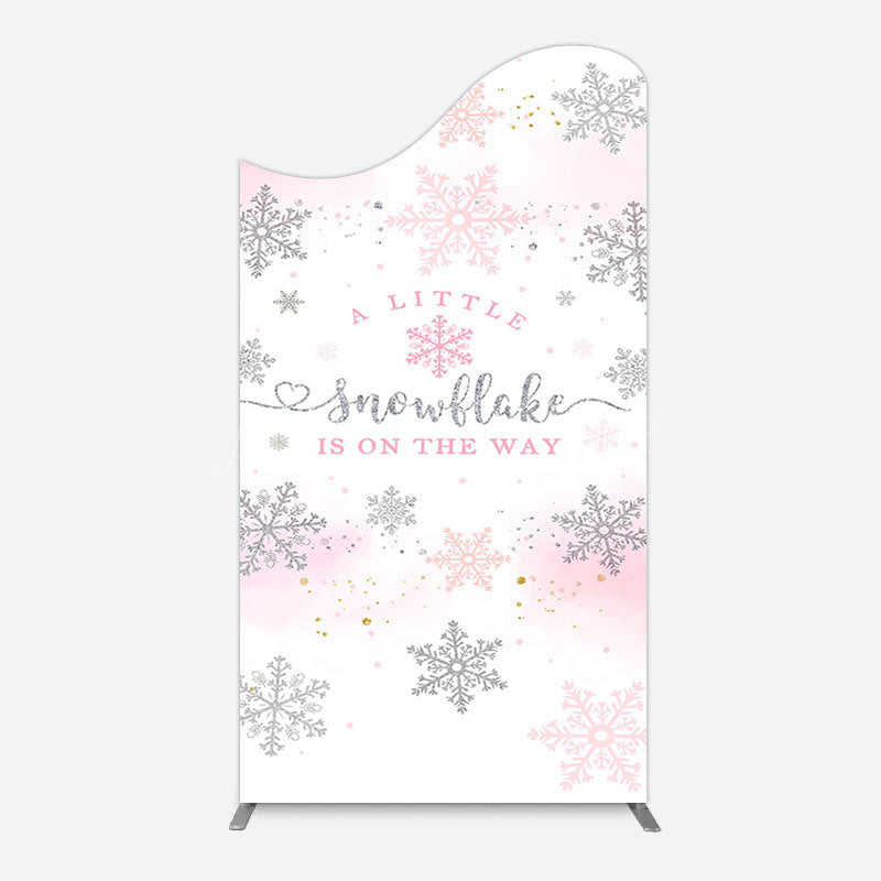 Lofaris Pink Silver Snowflake Baby Shower Arch Backdrop