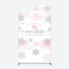 Lofaris Pink Silver Snowflake Baby Shower Arch Backdrop