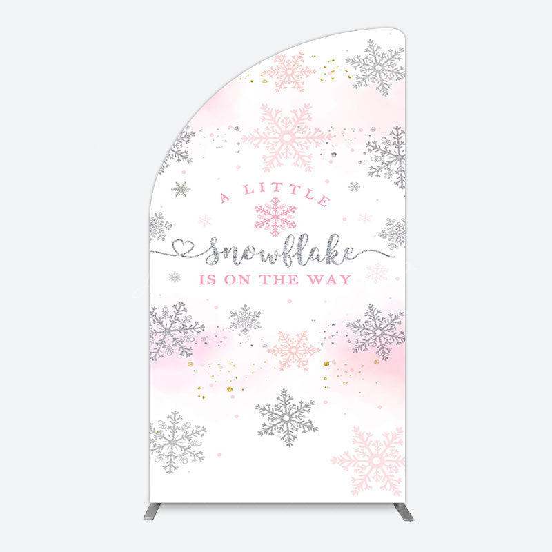 Lofaris Pink Silver Snowflake Baby Shower Arch Backdrop