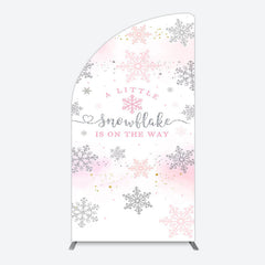 Lofaris Pink Silver Snowflake Baby Shower Arch Backdrop