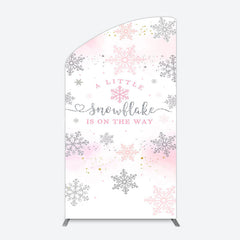 Lofaris Pink Silver Snowflake Baby Shower Arch Backdrop