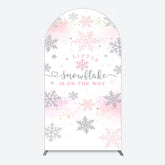 Lofaris Pink Silver Snowflake Baby Shower Arch Backdrop
