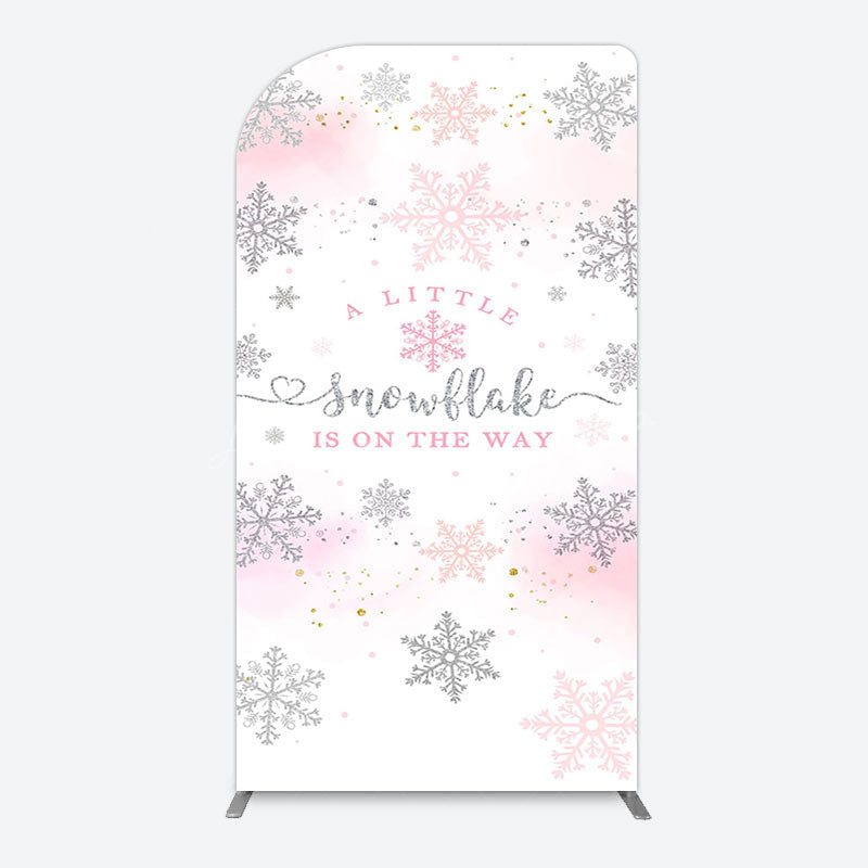 Lofaris Pink Silver Snowflake Baby Shower Arch Backdrop