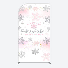 Lofaris Pink Silver Snowflake Baby Shower Arch Backdrop