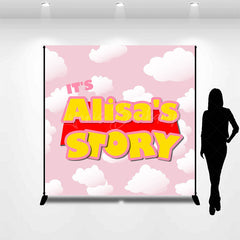 Lofaris Pink Sky Cloud Story Custom Baby Shower Backdrop