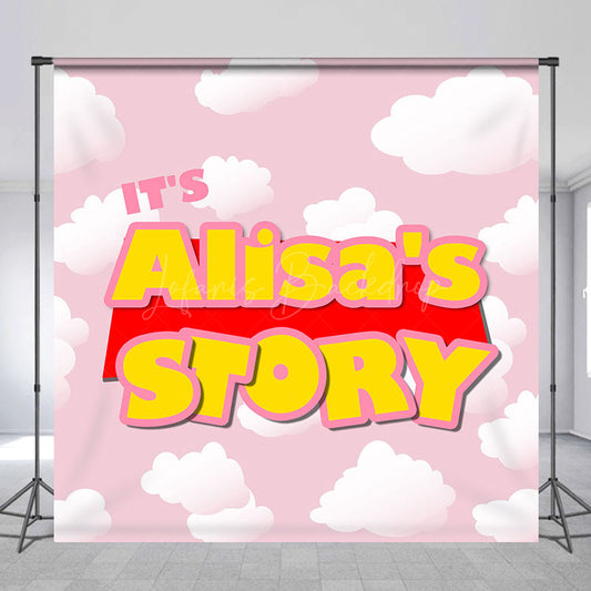 Lofaris Pink Sky Cloud Story Custom Baby Shower Backdrop