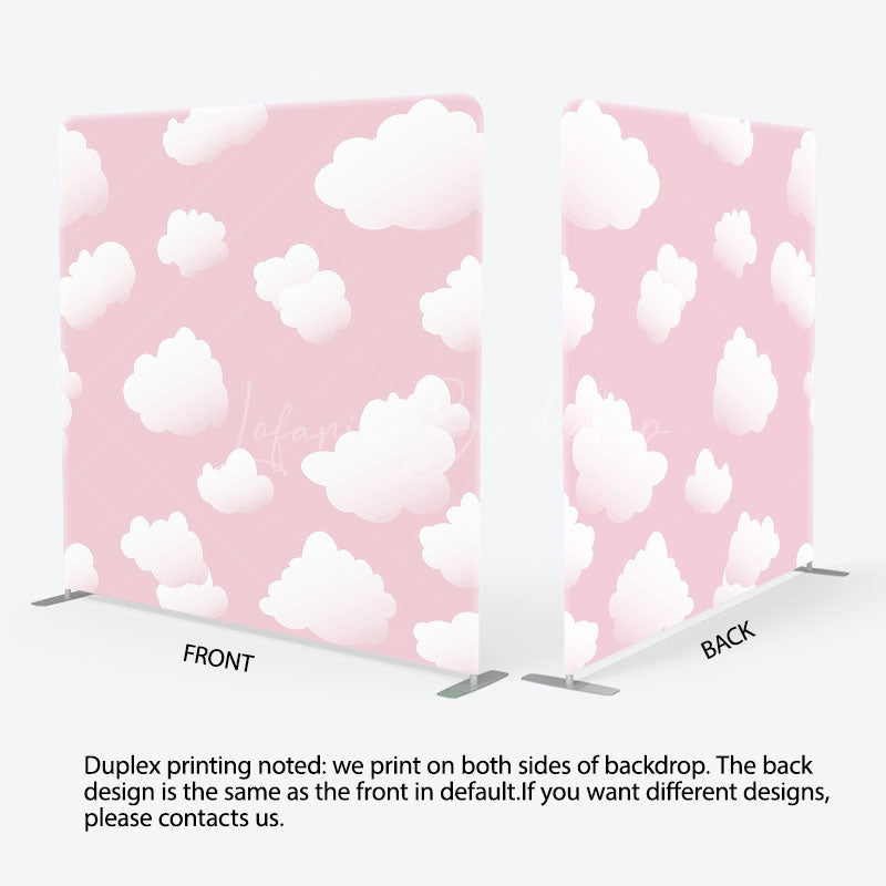 Lofaris Pink Sky Clouds Baby Shower Square Tension Backdrop