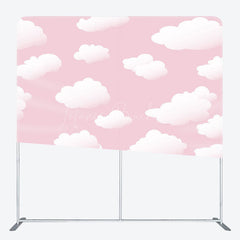 Lofaris Pink Sky Clouds Baby Shower Square Tension Backdrop