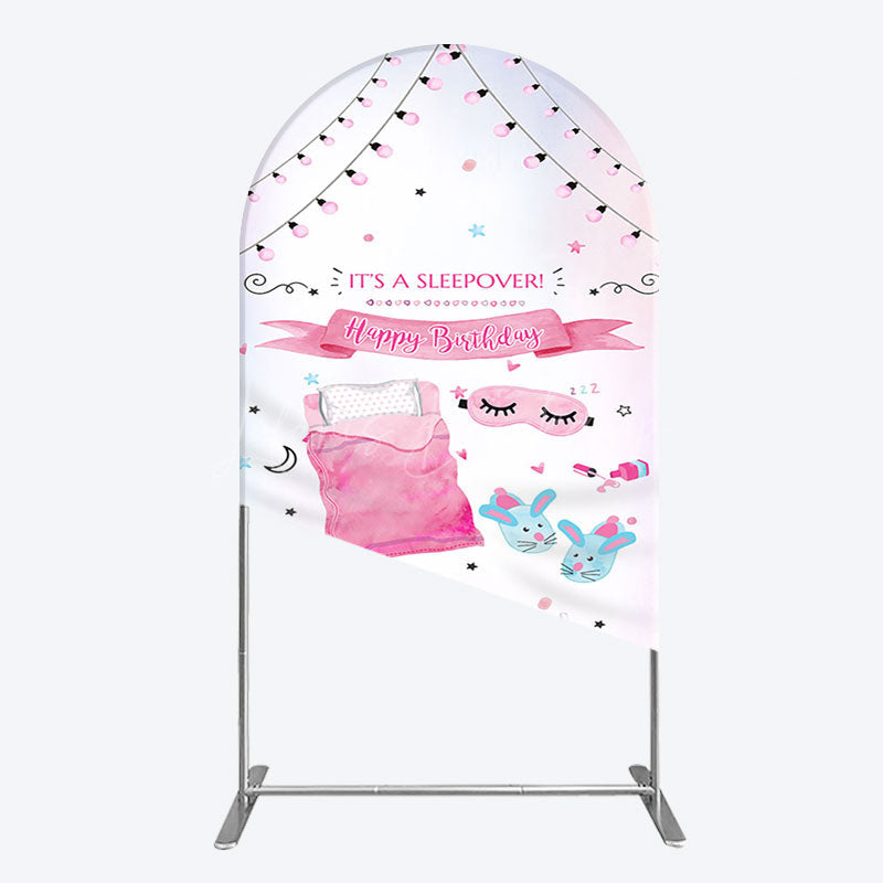 Lofaris Pink Sleepover Night Sweet Birthday Arch Backdrop