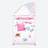 Lofaris Pink Sleepover Night Sweet Birthday Half Moon Arch Backdrop
