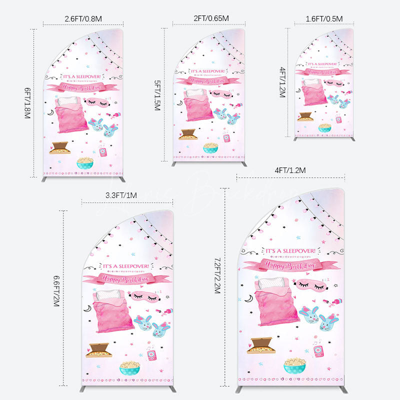 Lofaris Pink Sleepover Night Sweet Birthday Half Moon Arch Backdrop