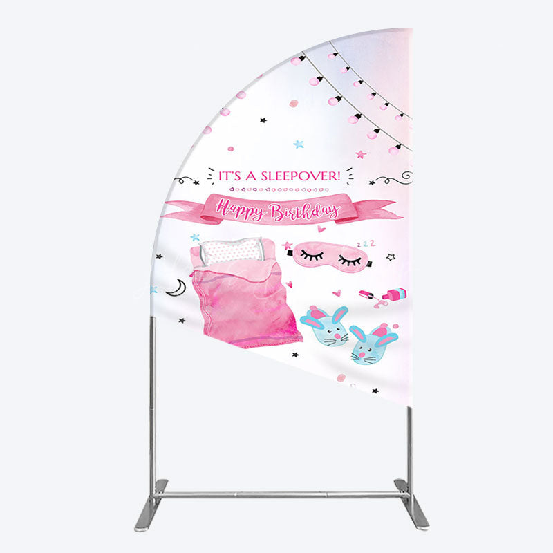 Lofaris Pink Sleepover Night Sweet Birthday Half Moon Arch Backdrop