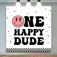 Lofaris Pink Smiley Face One Happy Dude Birthday Backdrop